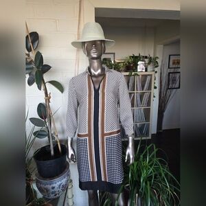 Ann Taylor White, Brown And Black Patterned Dress